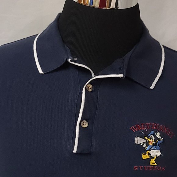 Vintage 90s Walt Disney Studios Donald Duck Mens Small Blue Polo Shirt - Picture 4 of 12